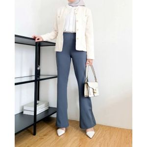 Flare Pants Scuba High Waist - Celana Scuba Panjang Cutbray Celana Kerja Wanita Terbaru