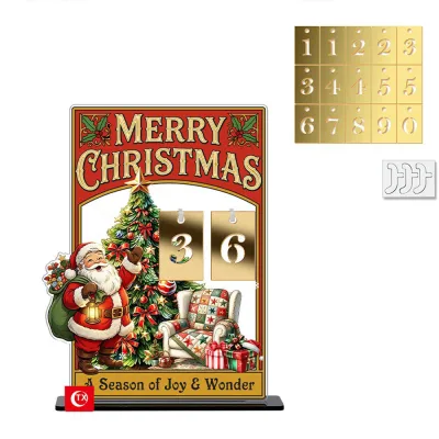 Christmas Countdown Door Hanger Calendar Wooden Hanging Advent Calendar with Removable Number Tiles Xmas Home Decoration for Door Wall & Mantel