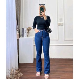 Highwaist Cutbray Jeans Wanita - Celana Panjang Denim Cutbray - Jeans Cutbray viral