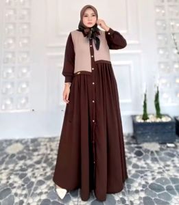 Gamis tania Kombinasi  / Tania dress crinkle airflow kombinasi Masa kini / gamis lebaran 2025