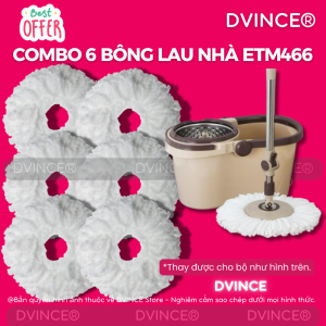 Combo 6 Bông lau thay thế cây lau nhà ETM466 - Màu Trắng (Thay thế được cho bộ lau nhà Locknlock ETM466)
