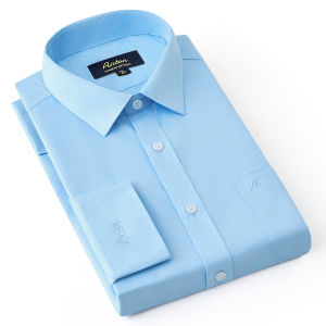 Áo Sơ Mi Nam Công Sở Trung Niên Thương Hiệu Anton Dài Tay Công Sở Vải Cotton Xanh Dương -A14
