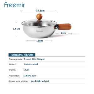 freemir panci kuah rebus estetik warna pink merah muda ukuran diameter 16 cm peralatan makan perlengkapan masak dapur bahan food grade berkualitas bebas pfoa/bpa