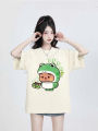 Áo thun unisex tay lỡ in hình Bubu Dudu mặc bộ đồ con ếch xanh vui nhộn cute. 
