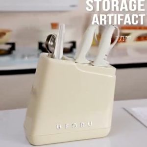 MLADEN Knife Holder Utensil Holder with Drainage Kitchen Cutlery Fork Spoon Organizer Tempat Letak Pisau 刀架
