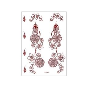 DEGRAD Red Mehndi Stickers Henna Tattoo Stickers Lace Fake Tattoo Legs Arm Temporary Tattoo Red Lace Henna Tattoo India Flower Red Henna Tattoo Decals Women/Lady