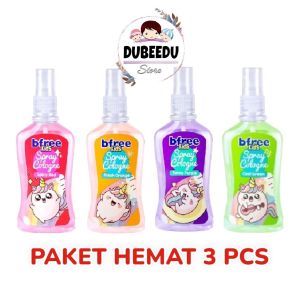 DUBEEDU PAKET 3PCS BFREE Kids Spray Cologne 100ml Fresh Orange Cool Green Funny Purple Spicy Red Parfum Anak Wangi Soft