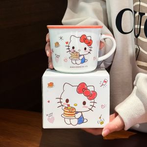 (SG) Sanrio Character Ceramic Mug Cup 340ml Hello Kitty My Melody Kuromi Cinnamoroll Cartoon Cute Drinking Mug with Gift Box Children day Gift