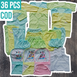 Paket Lahiran 36 Pcs Lengkap Bayi Baru Lahir Kualitas Premium 0-3 Bulan Set Pakaian Bayi Newborn Setelan Baju Perlengkapan Bayi Baru Lahir Polos Original Bahan Halus Lembut dan Tebal Laki Laki Perempuan Baby Gift Set Lucu -Pou Baby