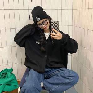 Long Sleeve Knit Cardigan Jaket for Women New Arrival Casual Korean Style V-neck Student Loose Coat