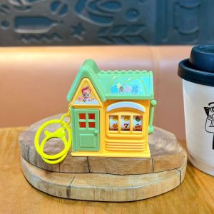 OURTOUR Xoay bằng tay quay Móc khóa máy đánh bạc mini Di động Giảm căng thẳng Móc khóa nhà kẹo mini Sự lạ Trái cây xoay dây chuyền trang trí túi xách Dành cho Trẻ em và Người lớn