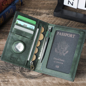 CONTACTS Genuine Leather Travel Wallet with Passport Holder RFID Blocking Credit Card Holder Anti-lost Purse Wallets