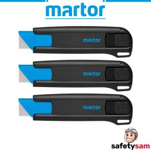 [2 PIECES BUNDLE] MARTOR Secunorm 175 Safety Knife with Double-Sided Slider Ergonomic Handle 10mm Cutting Depth Glass Fiber-Reinforced Plastic