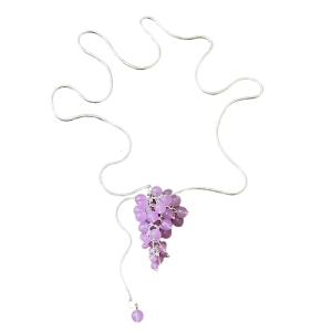 Colorful Grape Drop Statement Necklace Adjustable Length Neck Chain for Casual Party Office Wear