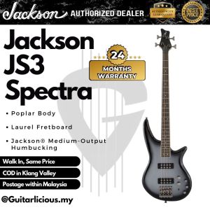 Jackson JS Series Spectra JS3 Bass Guitar Laurel FB Silverburst ( JS-3 / JS 3 SB / Silver Burst)