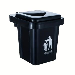 JURHOMIE Wall Hanging Trash Can Stainless Steel Punch-free Wall Mounted Dustbin With Lid Dustproof Can Bathroom Living Room