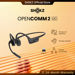 [SG Local Shipping]  SHOKZ C120 OpenComm2 UC，[2-year warranty]Wireless Bone Conduction Headphones Headsets with Type-C  Open-ear Bluetooth Headset with Noise Cancelling Mic 16 H Talk Time for Home Office Video conference