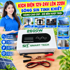 Inverter Kích Điện 2600W 12V/24V Lên 220V Sóng Sin Tinh Khiết SIT SMART TECH