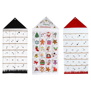 24 Day Advent Calendar Wall Hanging Storage Cotton Bag Holiday Decors Organizers Christmas Gift Pocket Efficient Festival Display