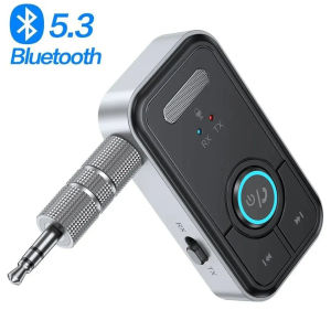 Kebidumei Bộ thu Bộ chuyển đổi Bộ tiếp hợp bluetooth 5.3 2 trong 1 âm thanh không dây cho xe hơi Tai nghe nhạc loa AUX Bộ chuyển đổi âm thanh không dây 3.5mm
