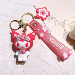 Sanrio Sakura Keychain Cartoon Cherry Blossom Season Hello Kitty Melody Car Keychain Pendant Cute Cinnamoroll Kuromi Pom Pom Purin Pendant