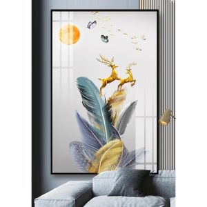Tranh Laminate Tráng Gương - Tranh Treo Tường Hươu Tài Lộc 01