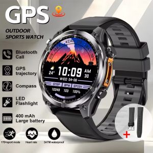 2025 New For Huawei Xiaomi Military Smart Watch AMOLED GPS Track Men Flashlight Compass 3ATM Waterproof Outdoor Sport Bluetooth Call Smartwatch