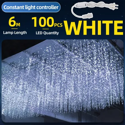 KKSKY 6 Meters LED Waterfall Christmas Light 220V Fairy String Curtain Lights Buy 1 Take 1 for Garden Tree Wedding Party House Decorative Lighting 100Light Plug Type end to end connection
