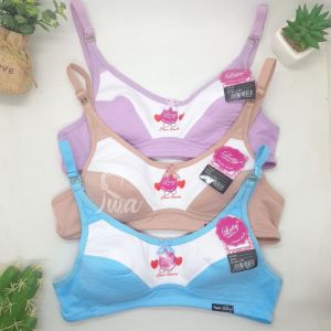 ISWA - 3PCS 6PCS Bra Sport Remaja Tanpa Busa Bh Sport Luty Kait 2 Tanpa Kawat Bahan Adem
