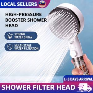 Pressurized Shower Head with One-Button Stop Function Bathroom Shower Head with Water Filter Multi-functional ABS