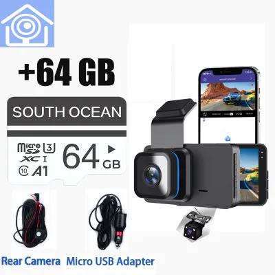 1080P WiFi Dash Cam For Car Front and Rear with Night Vision Connect to Cp Drive Voice Dashcam Dual Lens Car DVR Camera with Parking System Loop Recording insert SD Card