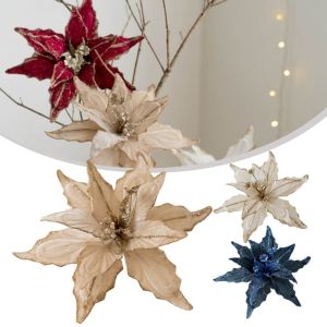 SWALLOWED Handmade Artificial Christmas Flowers Multi-color Flower Head Simulated Christmas Flower High-grade DIY Xmas Tree Ornaments Home Decor
