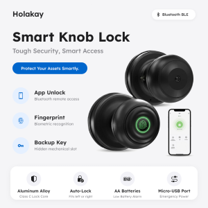 Tuya Smart Fingerprint Door Lock Knob Keyless Entry Biometric Electronic Lock App Control For Bedroom Home Office