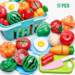 Kitchen Toys Set Food Fruit Cutting Toys with Basket Set Pretend Play Toys For Kids Christmas Gift