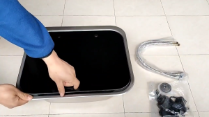 Multipurpose Stainless Steel Campers Sink with Tempereds Glass Lid for Portable Space Saving in Caravans and Boats