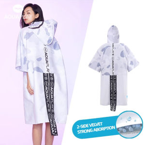 AquaPlay Surf Poncho Beach Blanket Swim Towel Hoodie Wetsuit Beach Poncho Quick Drying White Shark Poncho Cloak Swimming Surfing