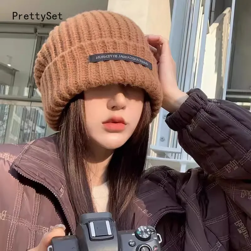 New Knitting Beanies Winter Caps For Men Women Warm Solid Color