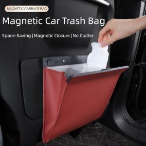 DOUBLEL Waterproof Car Garbage Bag Storage Pocket Leather ic Adsorption Storage Bag Creative Leak-proof Seat Hanging Trash Can Car Interior Supplies