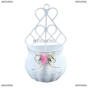 [COD] WEICHENG Vườn DIY bình hoa giỏ đồ lặt vặt Organizer tường treo nhân tạo mây