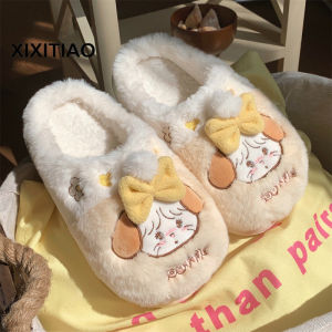 Xixitiao Dép Cotton vui nhộn có nơ cho chó con 2024 mùa thu và mùa đông hoạt hình dễ thương Mikko giày mềm mại