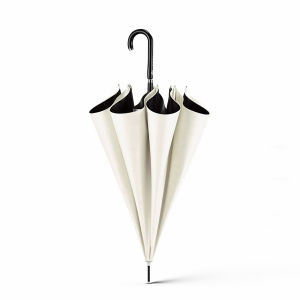 OLYCAT Lightweight Umbrella Rain Women Windproof Glass-fiber 8 Ribs Business Golf Umbrella Long Handle White Umbrella UPF50+
