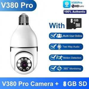 💥Free Memory Card💥V380 Pro Bulb Lens CCTV Camera To Cellphone Camera 1080P 360° Panoramic Two-Way Audio Full Color Night Vision Camera No Wifi Needed