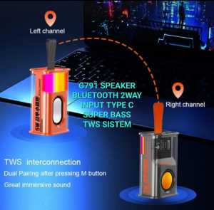 G791 ORIGINAL TWS SPEAKER BASS BLUETOOTH  INPUT TYPE C TIPE USB BAS SUPER SISTEM SPIKER  LED MUSIK