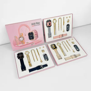 A58 Plus Smart Watch 8 in1 Waterproof Women Smartwatch Digital Display With free Jewelry Necklace Earrings Bracelet Ring