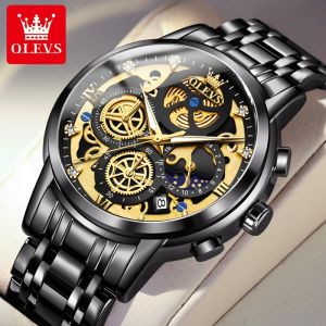 OLEVS 9947 Luxury Brand Sport Wristwatches Men Luminous Quartz Watch Casual Chronograph Stainless Steel Male Clock