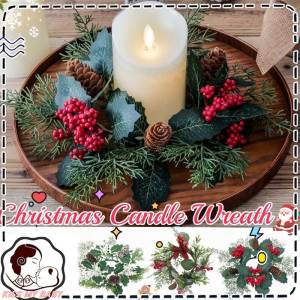 Christmas Candle Rings with Flameless Candles Easter Christmas Home Festival Party Table Decoration