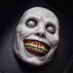 [COD] ZHONGYI0 Smile Exorcism Halloween Ghost Mask Festival Bar Masquerade Haunted House Horror Mask Role Play Smile White Face White Eye Mask