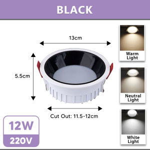 [1PC] Borong365 12W Anti Glare Round LED Light Ceiling Lamp Recessed Downlight Lampu Siling Ceiling Downlight LED