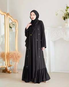 Syahira Abaya Set Dress Gamis Abaya Polos Kekinian Terbaru 2025 Series Pakaian Wanita Terlaris Bahan Ceruty Babydoll