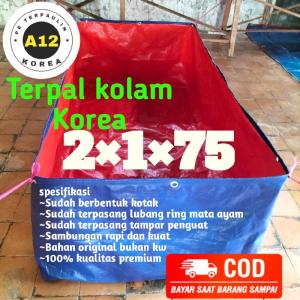terpal kolam ikan kotak ukuran 2x1x75cm tipe A12korea tebal